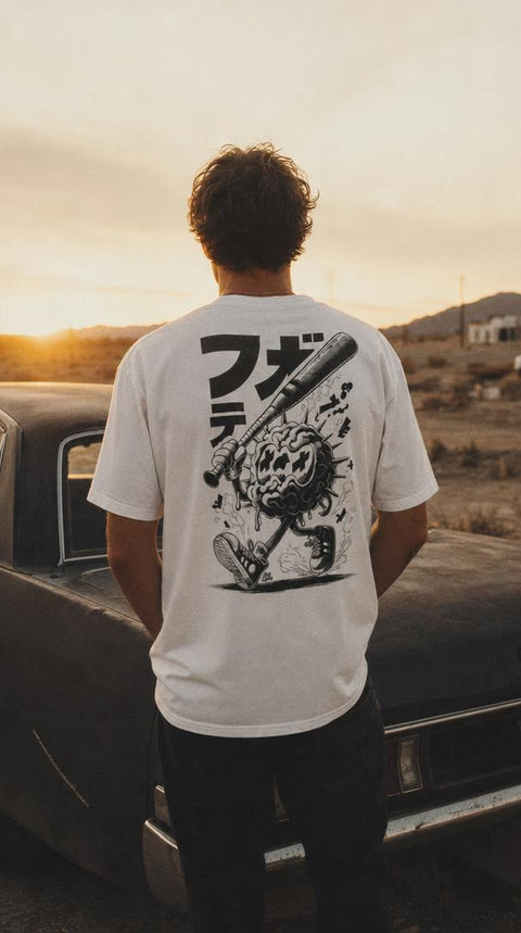 Mind Riot tee worn, back graphic — Stuff & Company